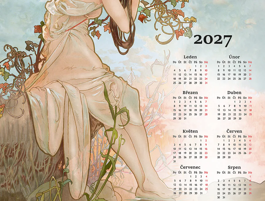 Kuchyňské utěrky Kalendář Alfons Mucha 2027
